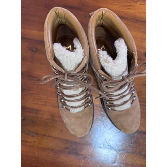 MARC FISHER LTD NAIRY FAUX FUR TRIM HIKING BOOTS IN BROWN NEW WOMEN'S SIZE 9 - Picture 12 of 16